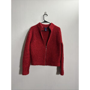 GUC WOMEN’S DONCASTER COLLECTION ALPACA BLEND JACKET SIZE SMALL RED SWEATER